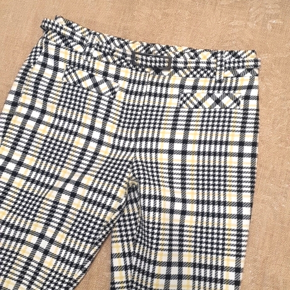 CUE Size 8 Belted Check Winter Pants Black and Yellow - Picture 2 of 7